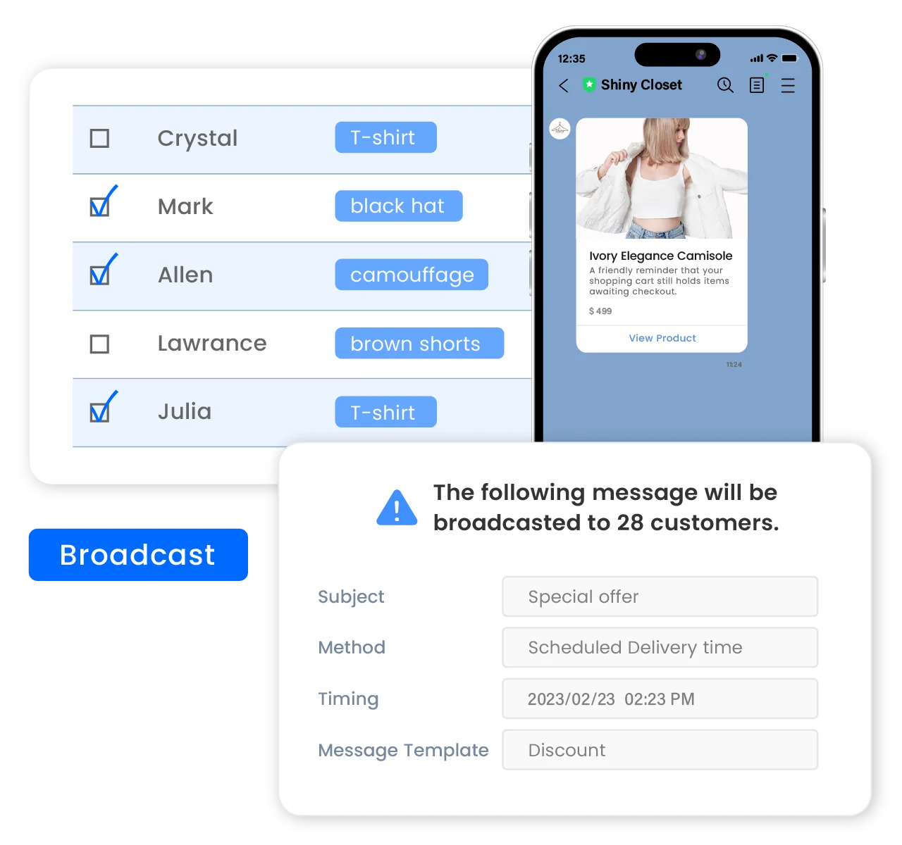 Efficiently reach your target audience using LINE’s broadcast, enhanced by precise filtering.