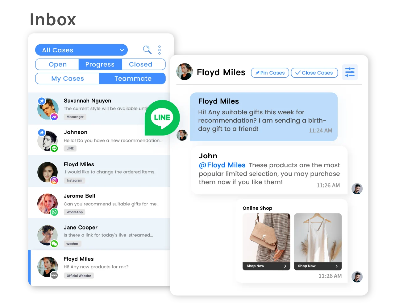 Facilitate simultaneous logins for multiple users in LINE, and sort conversations into categories