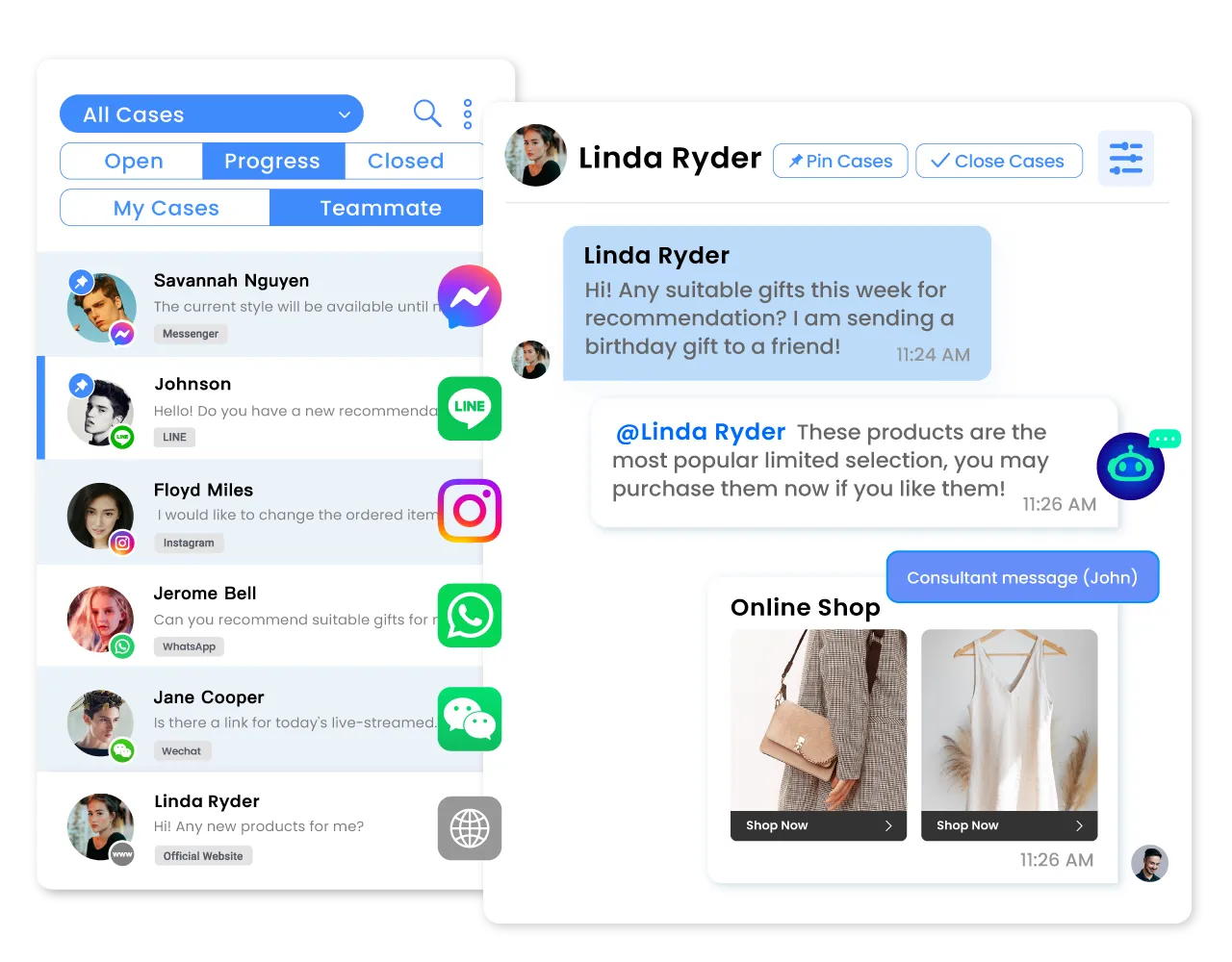 A seamless collaboration between AI agents and human teams to handle omnichannel customer service enquiries.