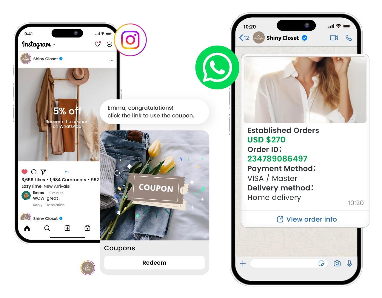 Engage with customers through Facebook and Instagram, and redirect them to WhatsApp.