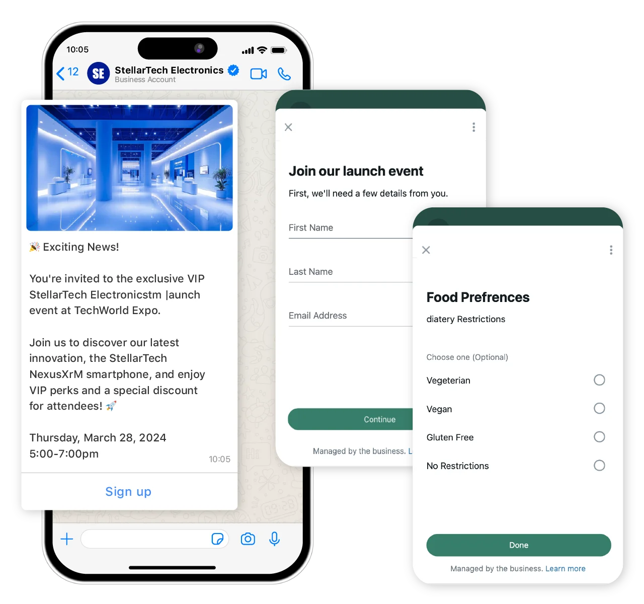 Send personalised invitations to VIP customers and encourage them to register through native WhatsApp sign-up forms.